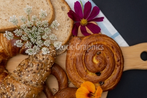  Dark background with bread on top