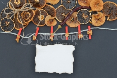 Abstract decoration with dried fruits and place for text
