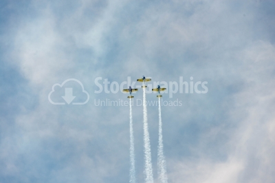 Air stunts on the blue sky