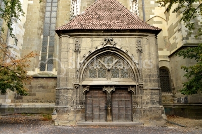 Black Church Back Entrance Located In Brasov City Romania