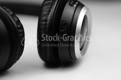 Black headphones - Stock Image