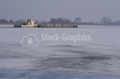 Boat on a cold day in winter - Stock Image