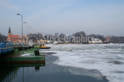 Boat on a cold day in winter - Stock Image