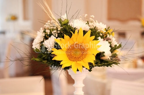 Bouquet of flowers with a big sunflower in the middle