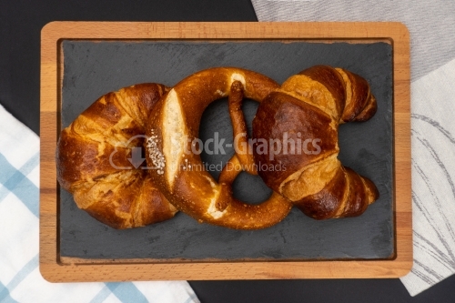 Bread arangement with croisants and brezel