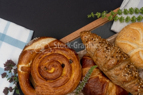 Bread composiotion on cooking board