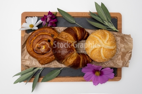 Bread on a sleek cooking board