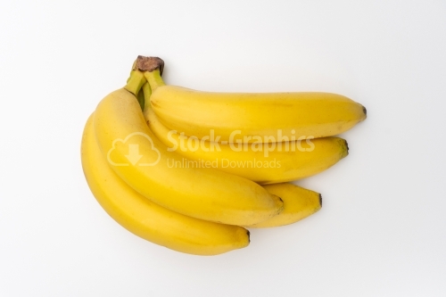 Bunch of bannanas on white