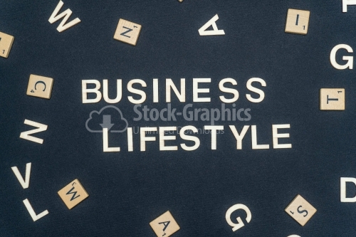 BUSINESS LIFESTYLE word written on dark paper background. BUSINESS LIFESTYLE text for your concepts