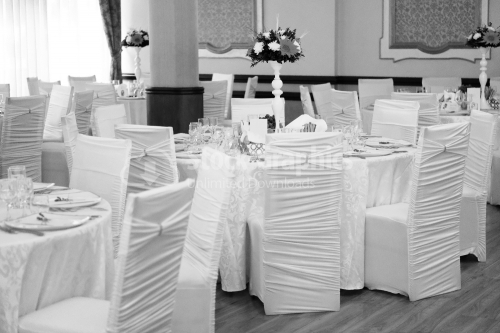 Chairs and tables on a wedding day