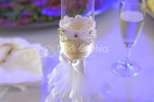 Champagne glass with floral motifs