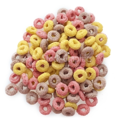 Colorful cereal on white background
