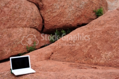 Concept of internet and communication - white laptop
