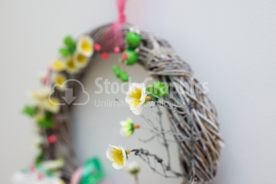 Floral details on wreath