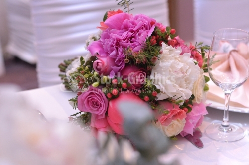 Flowers on a table for wedding party