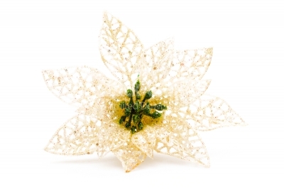 Golden shining glass flower isolated over white