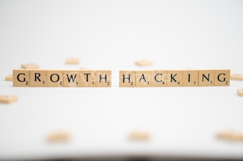 GROWTH HACKING word written on white background. GROWTH HACKING text on white