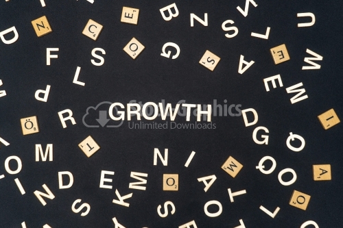 GROWTH word written on dark paper background. GROWTH text for your concepts
