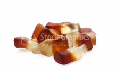 Gummy candies in the shape of cola