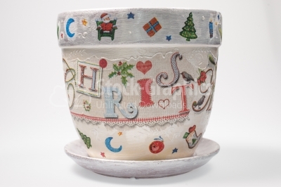 Hand painted pot for christmas