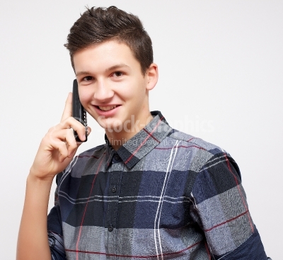 Handsome guy taking your call - Stock Image