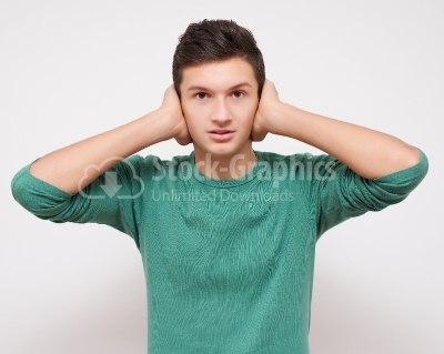 I'm not listening to ... - Stock Image