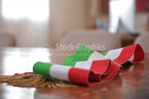 Italian flag on restaurant table