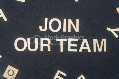 JOIN OUR TEAM word written on dark paper background. JOIN OUR TEAM text for your concepts