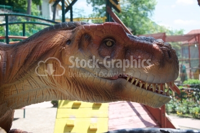 Life size model of prehistoric animal in theme entertainment Din