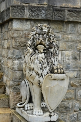 Lion Statue in the garden of Peles Castle, Romania
