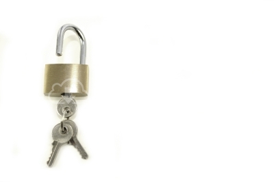 Lock and key isolated on white background