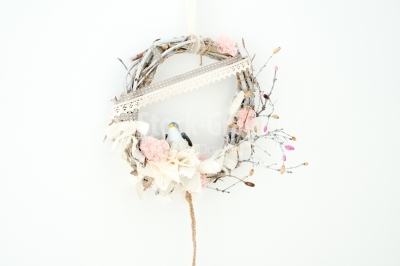 Lovely spring wreath made with dry sticks
