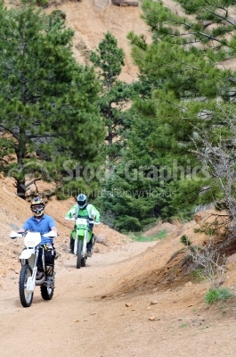 Moto bikers on mountainous highway
