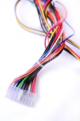 Multi colored computer cables - Stock Image