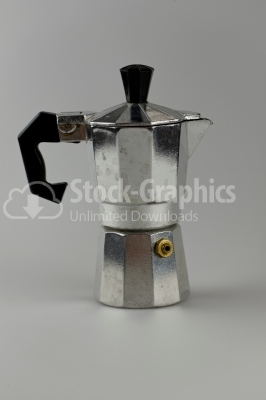 Old aluminum coffee maker - Stock Image