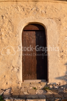 Old door inside Rasnov medieval castle