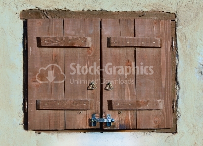Old wooden shutters, window