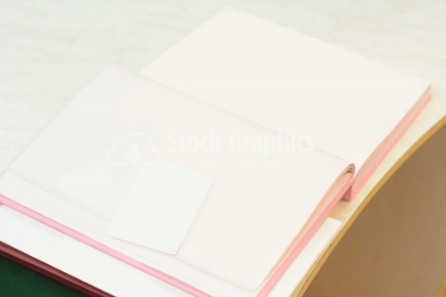 Open notebook with white background