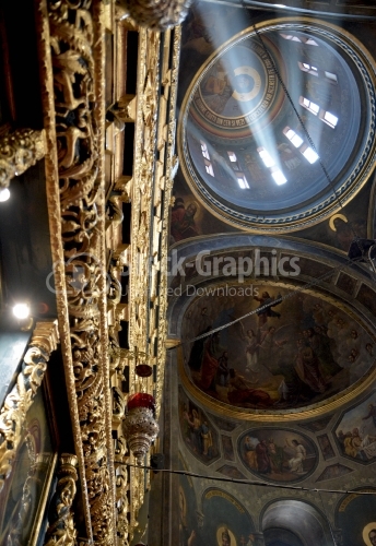 Orthodox church in Romania. The interiors of the cathedral