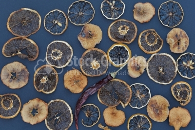 Pattern with dried sliced fruits