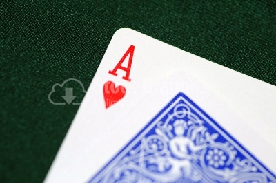 Playing cards - isolated on green background
