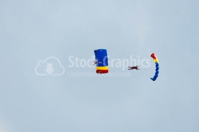 Romanian skydivers flying and performing air stunts