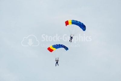 Romanian skydivers perform for the public