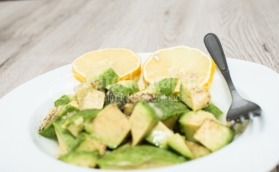 Salad with large pieces of avocados