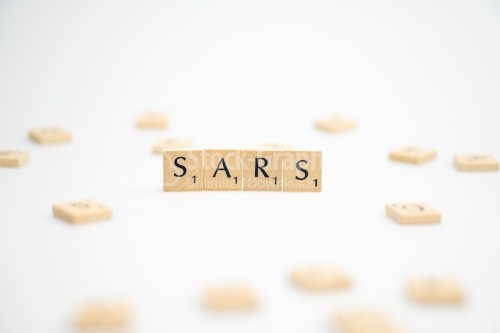 SARS word written on white background. SARS text on white