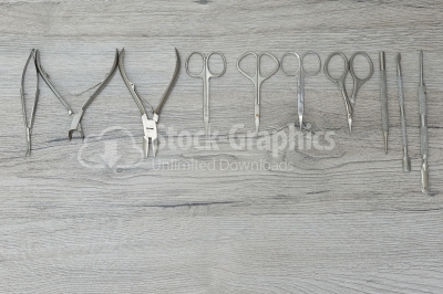 Set of scissors on the table