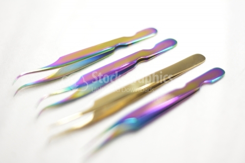 Set of tweezers isolated on the white background.
