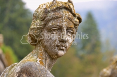 Statue in Peles Castle gardens, Sinaia, Prahova Valley, Romania