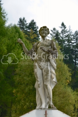 Statue in the garden of the Peles Castle, Carpathian mountains, 