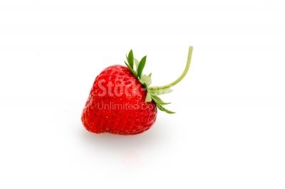 Strawberry centered on white background